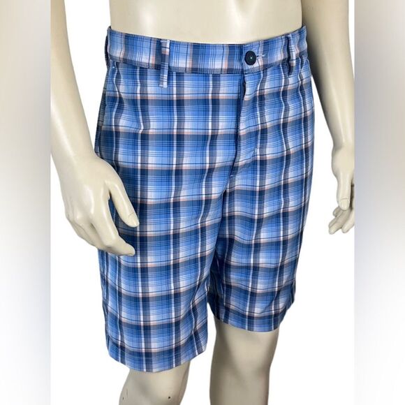Tommy Bahama Blue Plaid Flat Front Bermuda Shorts Size 34 Like New Condition - Picture 5 of 9